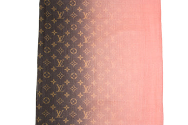 LOUIS VUITTON Wool Monogram Rose Coral Telling Stole Shawl