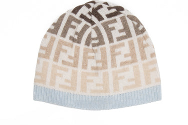 FENDI Wool Monogram Blue Kids Winter Hat (New)