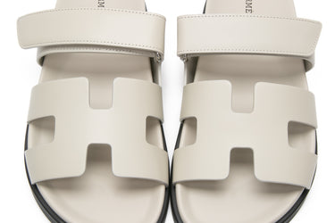 HERMES Calfskin Beige Esquisse Womens Chypre Sandals 39.5 (New)