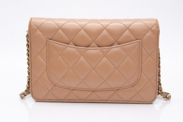 CHANEL Dark Beige Caviar Quilted Wallet On Chain WOC