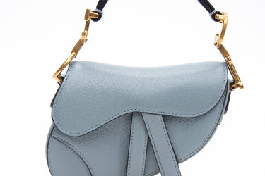 DIOR Cold Blue Goatskin Micro Saddle Bag with Strap Shoulder/ Crossbody Bag