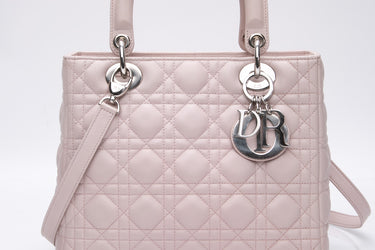 DIOR Light Pink Lambskin Cannage Medium Lady Dior Bag