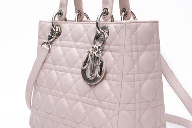 DIOR Light Pink Lambskin Cannage Medium Lady Dior Bag