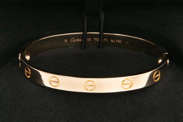 CARTIER 18K Yellow Gold Love Bracelet Sz 16
