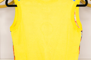 DOLCE & GABBANA Caretto Knitted Sleeveless Silk Yellow Printed Sweater Size  38 (Small)