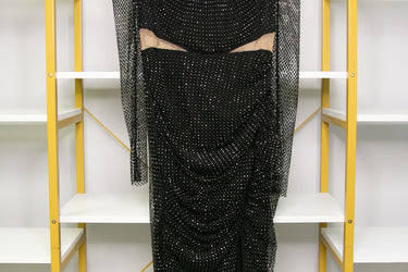SELF-PORTRAIT Black Diamante Fishnet Midi-Dress 4 (New)