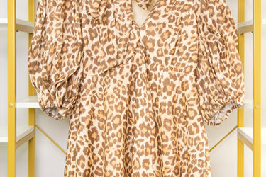 ZIMMERMANN Toffee Leopard Tie Neck Mini Dress Size 2 (New)