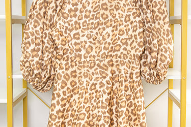 ZIMMERMANN Toffee Leopard Tie Neck Mini Dress Size 2 (New)