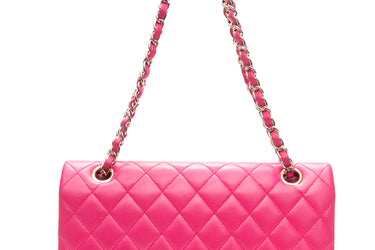 CHANEL Hot Pink Quilted Lambskin Medium Classic Double Flap Bag