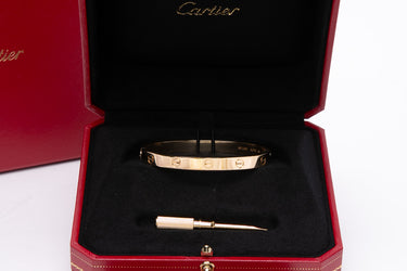 CARTIER 18K Yellow Gold Love Bracelet Sz 17