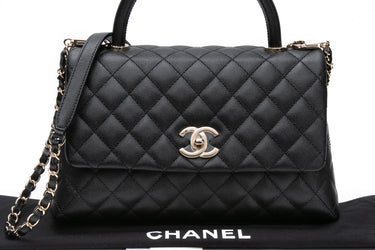 CHANEL 21P Black Medium Caviar Quilted Coco Handle Bag