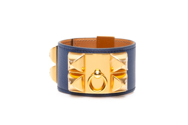 HERMES Bleu Saphir Swift Colier De Chien CDC Bracelet