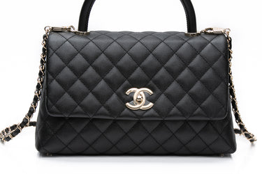 CHANEL 21P Black Medium Caviar Quilted Coco Handle Bag