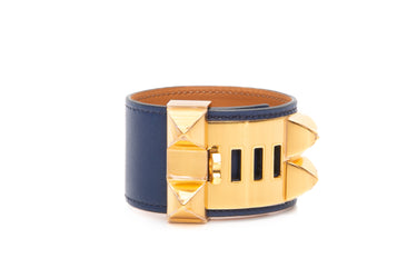 HERMES Bleu Saphir Swift Colier De Chien CDC Bracelet