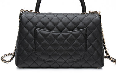 CHANEL 21P Black Medium Caviar Quilted Coco Handle Bag