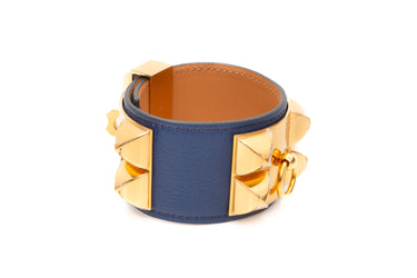 HERMES Bleu Saphir Swift Colier De Chien CDC Bracelet