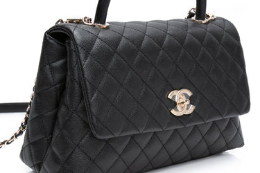 CHANEL 21P Black Medium Caviar Quilted Coco Handle Bag