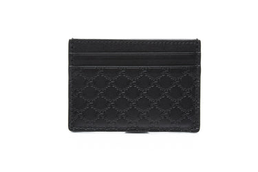 GUCCI Black Leather Micro GG Card Holder (New)