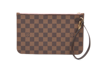 LOUIS VUITTON Damier Ebene Rose Ballerine Wristlet (New)