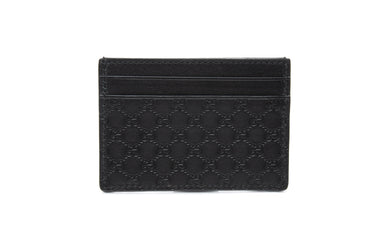 GUCCI Black Leather Micro GG Card Holder (New)