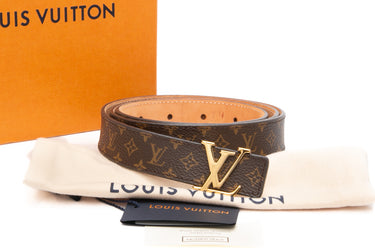 LOUIS VUITTON Monogram Initiales 20mm Belt 90/36