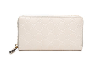 GUCCI Cream Guccissima Zip Around Wallet