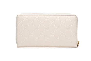 GUCCI Cream Guccissima Zip Around Wallet