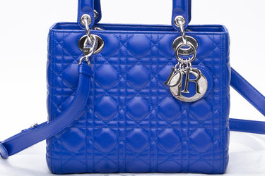 DIOR Royal Blue Lambskin Cannage Medium Lady Dior Bag