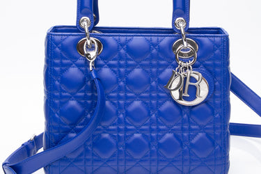 DIOR Royal Blue Lambskin Cannage Medium Lady Dior Bag