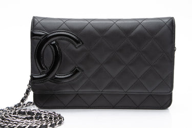 CHANEL Black Calfskin Quilted Cambon Wallet on Chain WOC