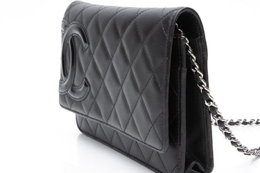 CHANEL Black Calfskin Quilted Cambon Wallet on Chain WOC