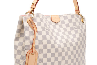 LOUIS VUITTON Rose Ballerine Pink Damier Azur Graceful PM