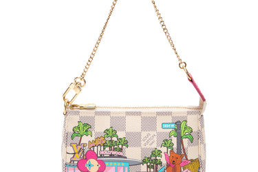 LOUIS VUITTON Damier Azur Fuchsia Christmas 2021 Animation Hollywood Mini Pochette Accessoires