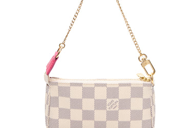 LOUIS VUITTON Damier Azur Fuchsia Christmas 2021 Animation Hollywood Mini Pochette Accessoires