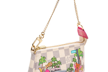LOUIS VUITTON Damier Azur Fuchsia Christmas 2021 Animation Hollywood Mini Pochette Accessoires
