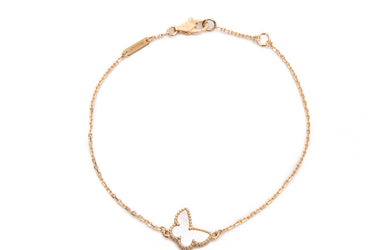 Van Cleef & Arpels 18K Yellow Gold Mother Of Pearl Sweet Butterflies Bracelet (New)