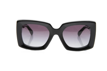 CHANEL Black and Gold Rectangle Acetate Sunglasses (New)