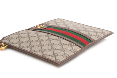 GUCCI GG Supreme Monogram Web Ophidia Wristlet Pouch