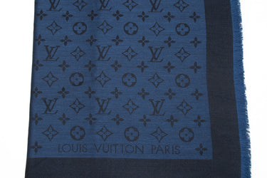 LOUIS VUITTON Monogram Neo Denim Bleu Nuit Shawl (New)