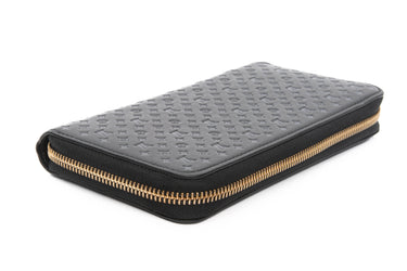 LOUIS VUITTON Black Calfskin Nanogram Embossed Zippy Wallet