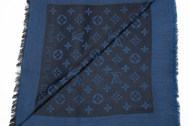 LOUIS VUITTON Monogram Neo Denim Bleu Nuit Shawl (New)