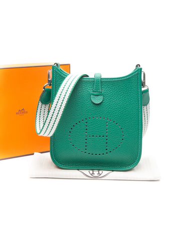 HERMES Vert Vertigo Green Evelyne TPM Clemence Leather Crossbody