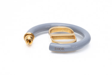 DIOR Grey and Gold Montaigne 30 Enamel Hoop Earrings