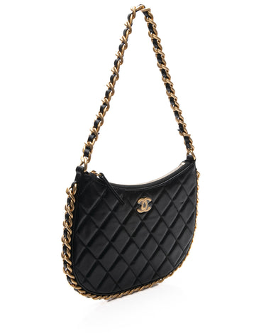 CHANEL Black Chain Around Lambskin Small Hobo Bag – Luxury Labels