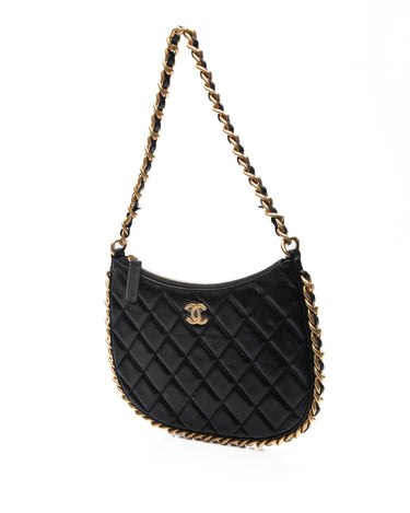 CHANEL Black Chain Around Lambskin Small Hobo Bag – Luxury Labels