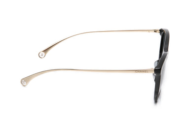CHANEL Black Acetate and Gold Metal Sunglasses (New)