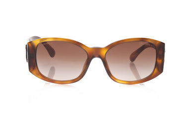 CHANEL Tortoise Acetate Oval Sunglasses (New)