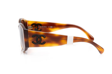 CHANEL Tortoise Acetate Oval Sunglasses (New)