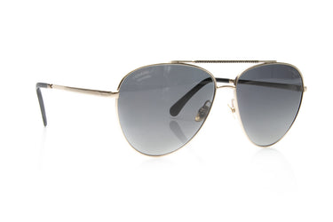 CHANEL Aviator Pale Gold Black Crystals Sunglasses
