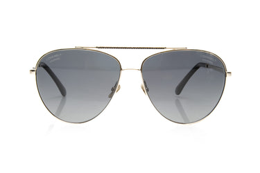CHANEL Aviator Pale Gold Black Crystals Sunglasses